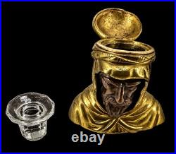 Rare encrier orientaliste en bronze doré et patiné fin XIXe siècle iniwell