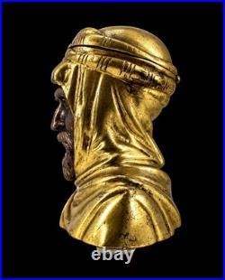 Rare encrier orientaliste en bronze doré et patiné fin XIXe siècle iniwell