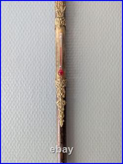 Rare et fin thermomètre XIXe siècle avec superbes garnitures dorées