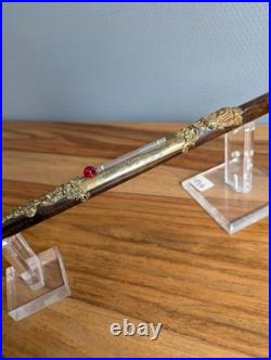 Rare et fin thermomètre XIXe siècle avec superbes garnitures dorées