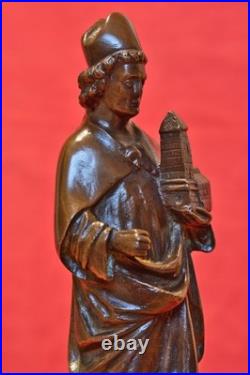 STATUETTE en BRONZE style médiéval SAINT ÉVÊQUE XIXe 19e siècle 19th sculpture