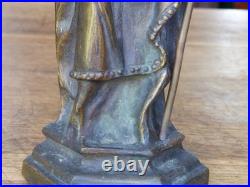 STATUETTE en BRONZE style médiéval SAINT ÉVÊQUE XIXe 19e siècle 26 cm dévotion