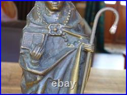 STATUETTE en BRONZE style médiéval SAINT ÉVÊQUE XIXe 19e siècle 26 cm dévotion