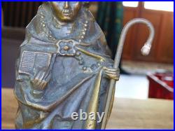 STATUETTE en BRONZE style médiéval SAINT ÉVÊQUE XIXe 19e siècle 26 cm dévotion