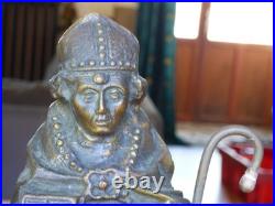 STATUETTE en BRONZE style médiéval SAINT ÉVÊQUE XIXe 19e siècle 26 cm dévotion