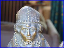 STATUETTE en BRONZE style médiéval SAINT ÉVÊQUE XIXe 19e siècle 26 cm dévotion