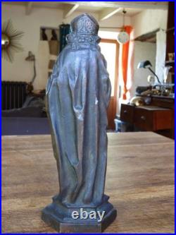 STATUETTE en BRONZE style médiéval SAINT ÉVÊQUE XIXe 19e siècle 26 cm dévotion