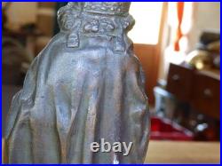 STATUETTE en BRONZE style médiéval SAINT ÉVÊQUE XIXe 19e siècle 26 cm dévotion