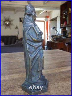 STATUETTE en BRONZE style médiéval SAINT ÉVÊQUE XIXe 19e siècle 26 cm dévotion