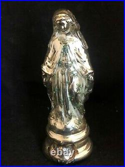 Sainte Vierge Verre Eglomisé XIX ème Siècle Couleur Argenté 19 ème Art Sacré