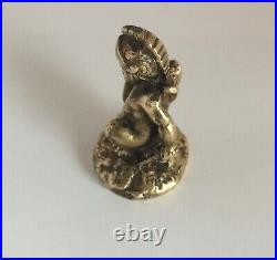Sceau Ange Combattant/ Serpent/ Bronze Patine Medaille/ XIX Siecle