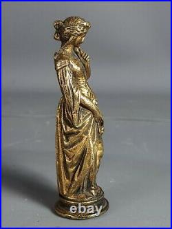 Sceau ancien jeune femme et cupidon bronze XIXe siècle Bel état