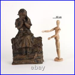 Sculpture Ancienne Bronze Jeune Paysanne Giulio Branca XIXe Siècle Originale