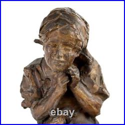 Sculpture Ancienne Bronze Jeune Paysanne Giulio Branca XIXe Siècle Originale