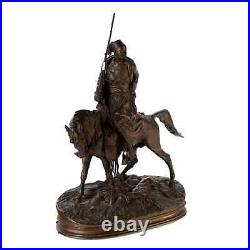 Sculpture Ancienne Chevalier en Bronze Signé Mène France XIXe Siècle