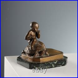 Sculpture Ancienne Enfant et Tortue Bronze Italie XIXe-XXe Siècle Originale