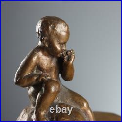 Sculpture Ancienne Enfant et Tortue Bronze Italie XIXe-XXe Siècle Originale