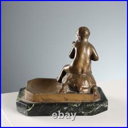 Sculpture Ancienne Enfant et Tortue Bronze Italie XIXe-XXe Siècle Originale