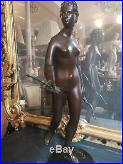 Sculpture Diane d'après Houdon bronze style XVIII ème, époque fin XIX ème siècle