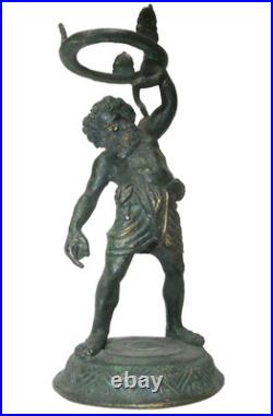 Sculpture En Bronze Silenus Bacchus Bronze Avec Serpent Italie XIXe Siècle TA-7