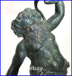 Sculpture En Bronze Silenus Bacchus Bronze Avec Serpent Italie XIXe Siècle TA-7