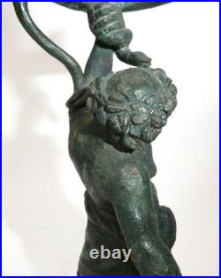 Sculpture En Bronze Silenus Bacchus Bronze Avec Serpent Italie XIXe Siècle TA-7