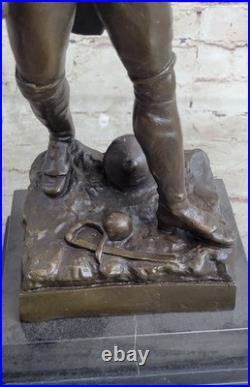 Sculpture Statue Bronze Artisanale Peintre Soldat Russe XIXe Siècle Avec Fusil