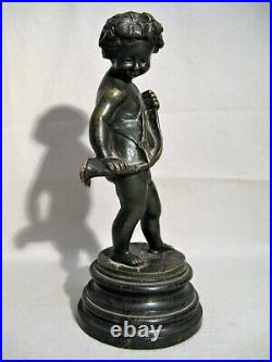 Sculpture bronze d'après Clodion putti musicien époque fin XIX ème siècle