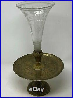 Soliflore & Vase & Cristal Taillé & Bronze & Oriental & Inde & XIX ème Siècle