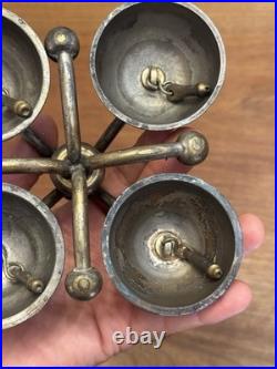 Sonnette de cérémonie 4 clochettes en bronze Et Laiton Église XIX Ème Siècle