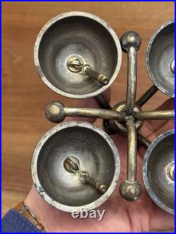 Sonnette de cérémonie 4 clochettes en bronze Et Laiton Église XIX Ème Siècle