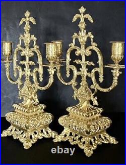 Spectaculaire Et Rare Paire De Chandeliers En Bronze Doré XIX Siècle