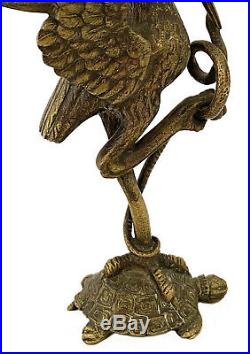 Statue En Bronze Cigogne Serpent Et Tortue Barbedienne XIX Éme Siècle