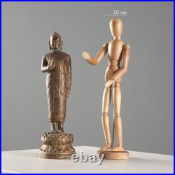 Statue de Bouddha Ancienne Bronze Laqué Thaïlande XIXe Siècle Originale