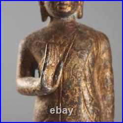 Statue de Bouddha Ancienne Bronze Laqué Thaïlande XIXe Siècle Originale