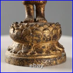 Statue de Bouddha Ancienne Bronze Laqué Thaïlande XIXe Siècle Originale