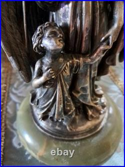 Statue religieuse, Archange Raphaël et Tobie enfant. XIX ème siècle
