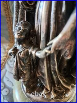 Statue religieuse, Archange Raphaël et Tobie enfant. XIX ème siècle