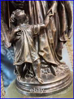 Statue religieuse, Archange Raphaël et Tobie enfant. XIX ème siècle