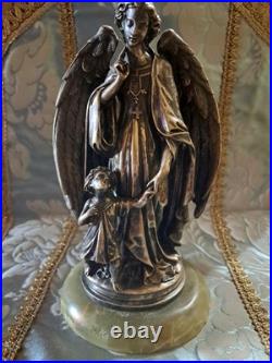Statue religieuse, Archange Raphaël et Tobie enfant. XIX ème siècle