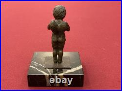 Statuette Bronze Chérubin Ange Ailé Angelot Socle Marbre XIXe Siècle Rare