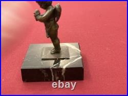 Statuette Bronze Chérubin Ange Ailé Angelot Socle Marbre XIXe Siècle Rare