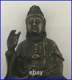 Statuette Guanyin En Bronze/ Bouddha/ Dynastie Qing/ XIX Siecle