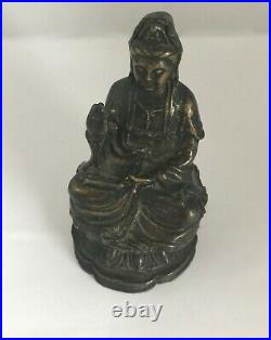 Statuette Guanyin En Bronze/ Bouddha/ Dynastie Qing/ XIX Siecle