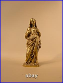 Statuette Vierge au Cour Immaculé Bronze doré XIXe siècle 11,5 cm