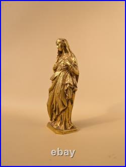 Statuette Vierge au Cour Immaculé Bronze doré XIXe siècle 11,5 cm