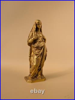 Statuette Vierge au Cour Immaculé Bronze doré XIXe siècle 11,5 cm