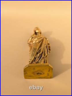 Statuette Vierge au Cour Immaculé Bronze doré XIXe siècle 11,5 cm