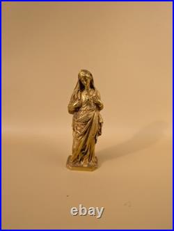 Statuette Vierge au Cour Immaculé Bronze doré XIXe siècle 11,5 cm