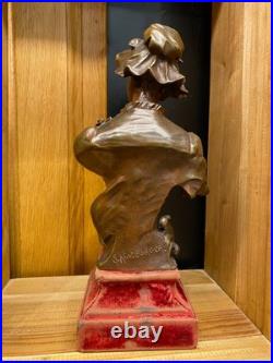 Statuette d'une jeune femme romantique en bronze XIXe siècle signé S. KINSBURGER